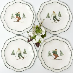 Heidi & Hans Skier Dinner & Starter Plates (Set of 8)