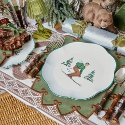 Heidi & Hans Skier Dinner & Starter Plates (Set of 8)