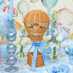 Hot Air Balloon Rechargeable Lamp with Blue Bow