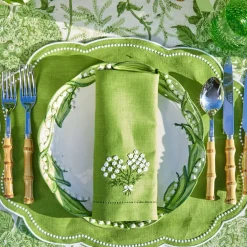 Hydrangea Green Linen Napkins (Set of 4)