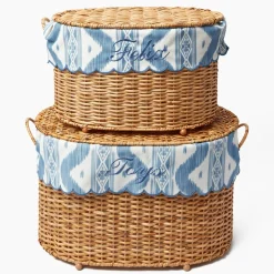 Isabella Rattan Basket with Ikat Liner (Medium)