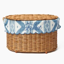Isabella Rattan Basket with Ikat Liner (Small)