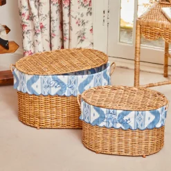 Isabella Rattan Basket with Ikat Liner (Small)