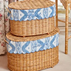 Isabella Rattan Basket with Ikat Liner (Small)