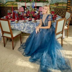 Isla Blue Toile Tablecloth