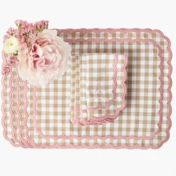 Isla Putty & Pink Gingham Placemats (Set of 4)