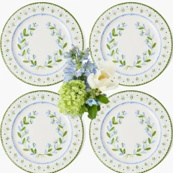 Josephine Green & Blue Dinner Plates (Set of 4)