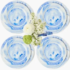 Julia Blue Marbled Dinner & Starter Plates (Set of 8)