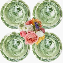 Julia Green Marbled Dinner & Starter Plates (Set of 8)