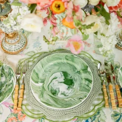 Julia Green Marbled Dinner Plates (Set of 4)