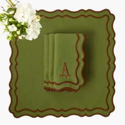 Katherine Green & Chocolate Placemats & Napkins (Set of 4)