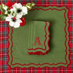 Katherine Green & Red Napkins (Set of 4)