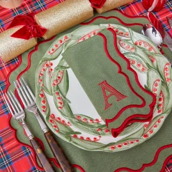 Katherine Green & Red Placemats & Napkins (Set of 4)