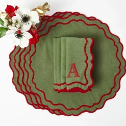 Katherine Green & Red Placemats & Napkins (Set of 4)