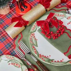 Katherine Green & Red Placemats & Napkins (Set of 4)