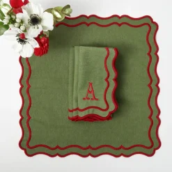 Katherine Green & Red Placemats & Napkins (Set of 4)