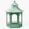 Large Green Rattan Chinoiserie Pagoda Lantern