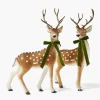 Large Green Ribboned Spotted Deer (Pair) - 56cm