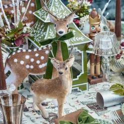 Large Green Ribboned Spotted Deer (Pair) - 56cm