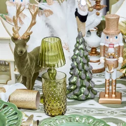 Large Olive Green Flocked Reindeer (Pair)
