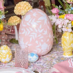 Large Pink Floral Tole Egg
