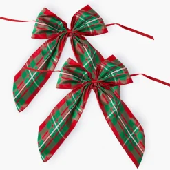 Large Red & Green Tartan Bows (Pair)