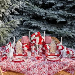 Large White Flocked Reindeer with Velvet Bows (Pair)