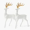 Large White Reindeer with Gold Antlers (Pair) - 45cm