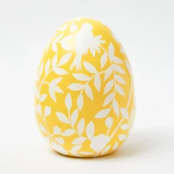 Large Yellow Floral Tole Egg