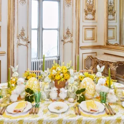 Large Yellow Floral Tole Egg