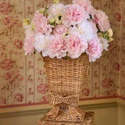 Liliana Bow Scalloped Rattan Urn