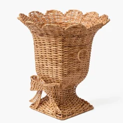Liliana Bow Scalloped Rattan Urn