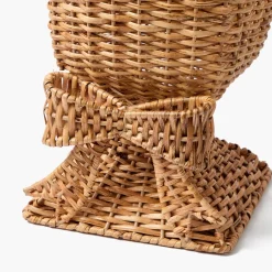 Liliana Bow Scalloped Rattan Urn