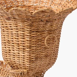 Liliana Bow Scalloped Rattan Urn