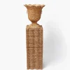 Liliana Scalloped Rattan Urn & Pedestal