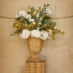 Liliana Scalloped Rattan Urn & Pedestal