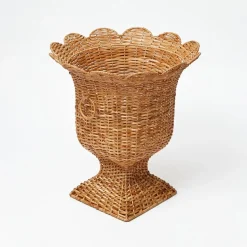 Liliana Scalloped Rattan Urn