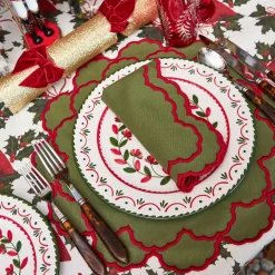 Lily Green & Red Napkins (Set of 4)