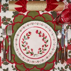 Lily Green & Red Napkins (Set of 4)