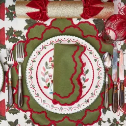 Lily Green & Red Placemats & Napkins (Set of 4)