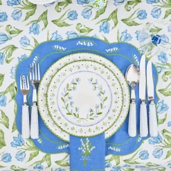 Lily of the Valley Blue Linen Placemats (Set of 4)