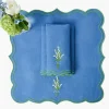 Lily of the Valley Blue Linen Napkins (Set of 4)