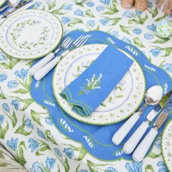 Lily of the Valley Blue Linen Napkins (Set of 4)