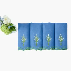 Lily of the Valley Blue Linen Napkins (Set of 4)