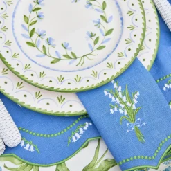 Lily of the Valley Blue Linen Napkins (Set of 4)