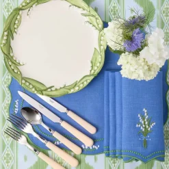 Lily of the Valley Blue Linen Placemats & Napkins (Set of 4)