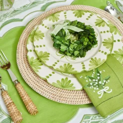 Lily of the Valley Green Linen Napkins (Set of 4)