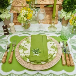 Lily of the Valley Green Linen Napkins (Set of 4)