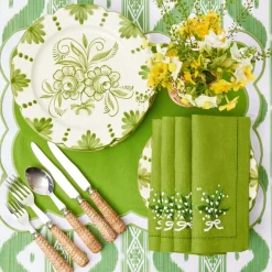 Lily of the Valley Green Linen Napkins (Set of 4)