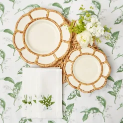 Lily of the Valley White Linen Napkins (Set of 4)